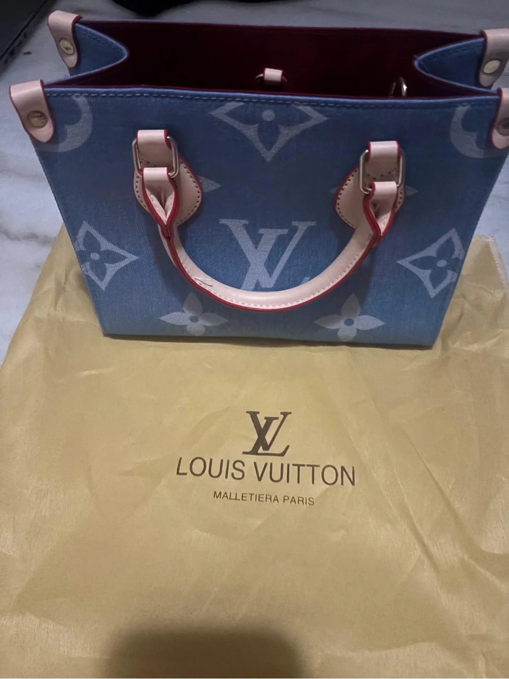 Louis Vuitton Light Blue Monogram Canvas Mini Top-Handle Tote